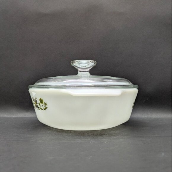 Anchor Hocking Fire King Round 2 Qt. Covered Casserole Dish Glass Vintage - Picture 7 of 16